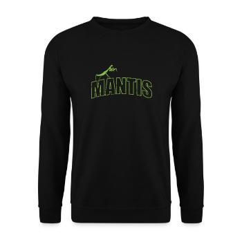 Mantis Insekt auf der Schrift - Unisex Pullover - Schwarz - Vorne - Alina (178cm) & Michal (187cm)
