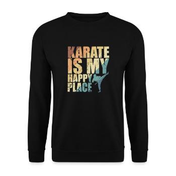 Karate is my Happy Place - Unisex Sweatshirt - black - Front - Alina (178cm) & Michal (187cm)