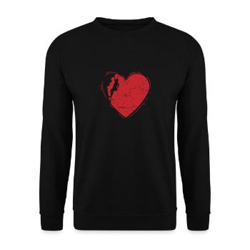 Bouldern mit Herz - Unisex Pullover - Schwarz - Vorne - Alina (178cm) & Michal (187cm)