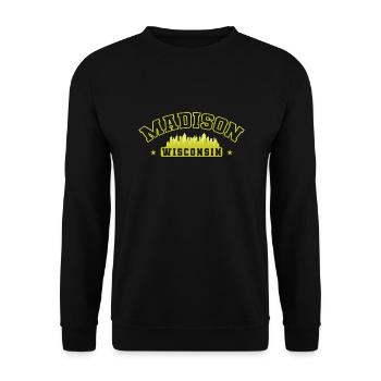 Madison Stadt im Bundesstaat Wisconsin - Unisex Pullover - Schwarz - Vorne - Alina (178cm) & Michal (187cm)