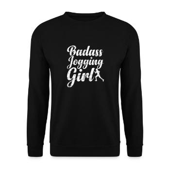 Badass Jogging Girl - Unisex Sweatshirt - black - Front - Alina (178cm) & Michal (187cm)