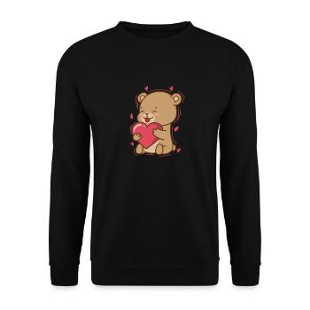 Bear with Heart, Animal, Forest - Unisex Sweatshirt - black - Front - Alina (178cm) & Michal (187cm)
