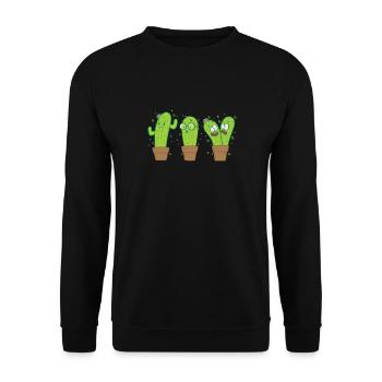 funny cacti - Unisex Sweatshirt - black - Front - Alina (178cm) & Michal (187cm)
