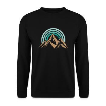 Wandern Berge Retro Stil - Unisex Pullover - Schwarz - Vorne - Alina (178cm) & Michal (187cm)