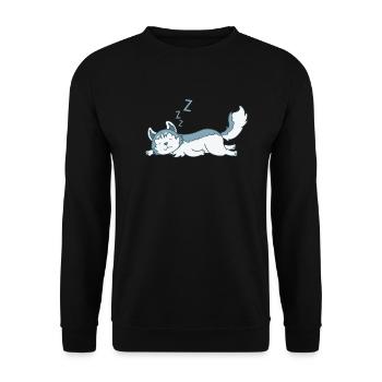 Husky's lazy sled dog - Unisex Sweatshirt - black - Front - Alina (178cm) & Michal (187cm)