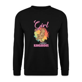 Girl loves Kangaroos Australien - Unisex Pullover - Schwarz - Vorne - Alina (178cm) & Michal (187cm)