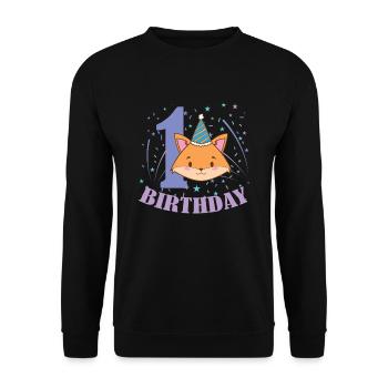 1. Birthday Cat Child Girl - Unisex Sweatshirt - black - Front - Alina (178cm) & Michal (187cm)