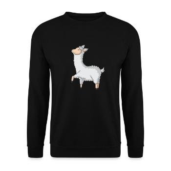 Happy, relaxed llama - Unisex Sweatshirt - black - Front - Alina (178cm) & Michal (187cm)