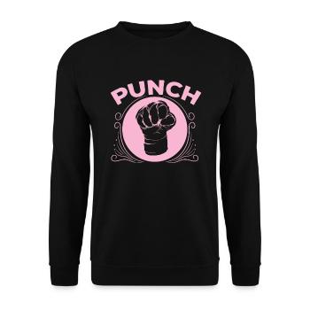 Muay Thai "Punch" pinke Faust - Unisex Pullover - Schwarz - Vorne - Alina (178cm) & Michal (187cm)