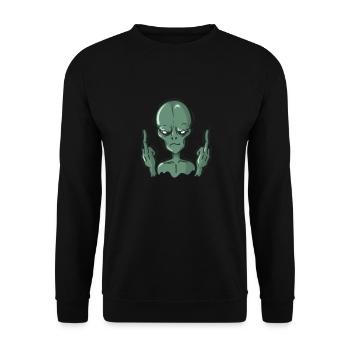 Alien shows middle finger - Unisex Sweatshirt - black - Front - Alina (178cm) & Michal (187cm)