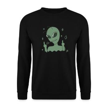Aliens shows middle finger - Unisex Sweatshirt - black - Front - Alina (178cm) & Michal (187cm)