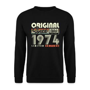 Original depuis 1974 Cadeau d’anniversaire vintage - Sweat-shirt Unisexe - noir - Devant - Alina (178cm) & Michal (187cm)