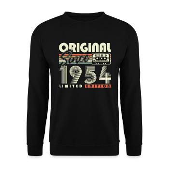 Original Since 1954 Vintage Birthday Gift - Unisex Sweatshirt - black - Front - Alina (178cm) & Michal (187cm)