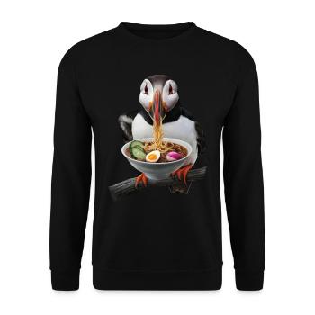 Papageitaucher Ramen - Unisex Pullover - Schwarz - Vorne - Alina (178cm) & Michal (187cm)