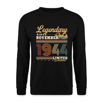 Legendary since November 1944 vintage birthday - Unisex Sweatshirt - black - Front - Alina (178cm) & Michal (187cm)
