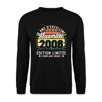 November 2006 Vintage 18 Year Anniversary Gift - Unisex Sweatshirt - black - Front - Alina (178cm) & Michal (187cm)