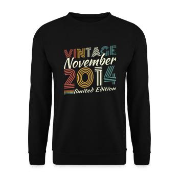 November 2014 Vintage Retro Geburtstagsgeschenk - Unisex Pullover - Schwarz - Vorne - Alina (178cm) & Michal (187cm)