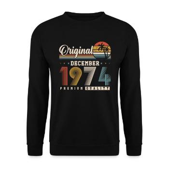 Original Dezember 1974 Jahrgang Retro Geburtstag - Unisex Sweatshirt - black - Front - Alina (178cm) & Michal (187cm)
