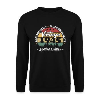 Vintage 1945 Geburtstagsgeschenk Für Geboren 1945 - Unisex Pullover - Schwarz - Vorne - Alina (178cm) & Michal (187cm)