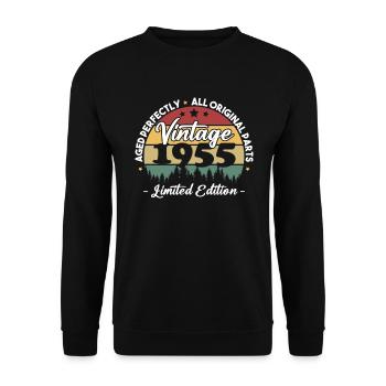 Vintage 1955 Geburtstagsgeschenk Für Geboren 1955 - Unisex Pullover - Schwarz - Vorne - Alina (178cm) & Michal (187cm)