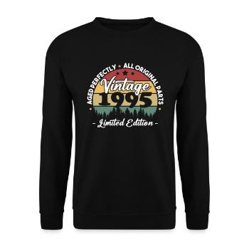 Vintage 1995 Geburtstagsgeschenk Für Geboren 1995 - Unisex Pullover - Schwarz - Vorne - Alina (178cm) & Michal (187cm)