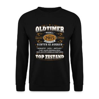 Vintage Car Year 2015 Vintage Birthday Gift - Unisex Sweatshirt - black - Front - Alina (178cm) & Michal (187cm)