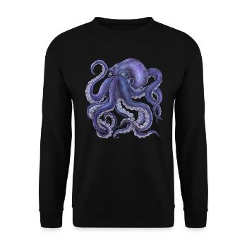 Oktopus Kraken Tintenfisch Mythologie Tiefsee Meer - Unisex Pullover - Schwarz - Vorne - Alina (178cm) & Michal (187cm)