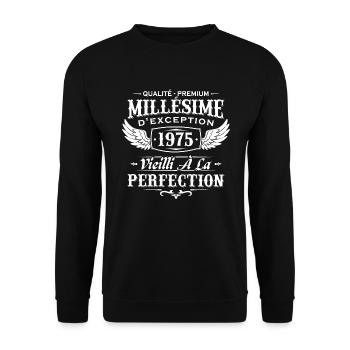 Millésime 1975 - Sweat-shirt Unisexe - noir - Devant - Alina (178cm) & Michal (187cm)