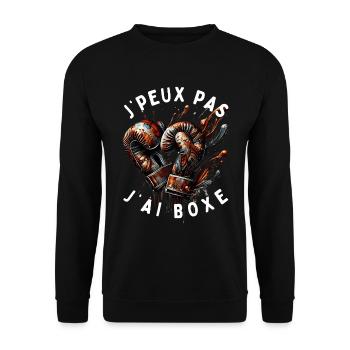 J'peux Pas, J'ai Boxe B - Sweat-shirt Unisexe - noir - Devant - Alina (178cm) & Michal (187cm)