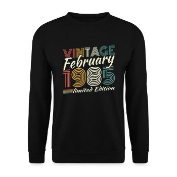 Février 1985 Rétro Vintage Cadeau d’anniversaire - Sweat-shirt Unisexe - noir - Devant - Alina (178cm) & Michal (187cm)