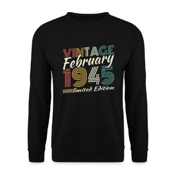 Février 1985 Rétro Vintage Cadeau d’anniversaire - Sweat-shirt Unisexe - noir - Devant - Alina (178cm) & Michal (187cm)
