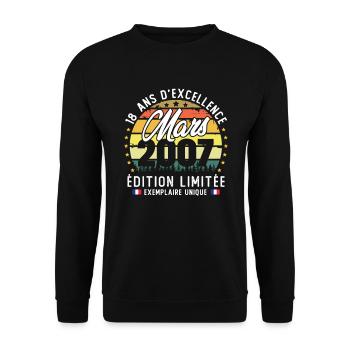 March 2007 Vintage 18 Year Anniversary Gift - Unisex Sweatshirt - black - Front - Alina (178cm) & Michal (187cm)