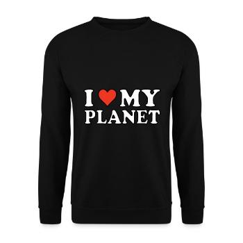 I love my Planet - Design - Unisex Sweatshirt - black - Front - Alina (178cm) & Michal (187cm)