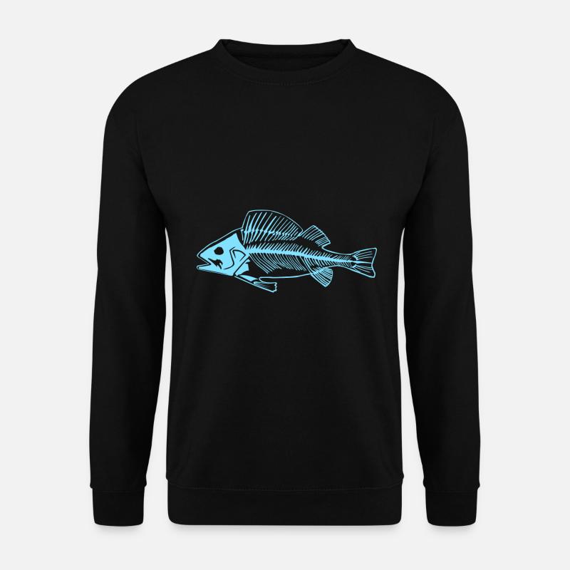 Blauer Barsch Gräte das coole Fischgräten Design - Unisex Pullover - Schwarz