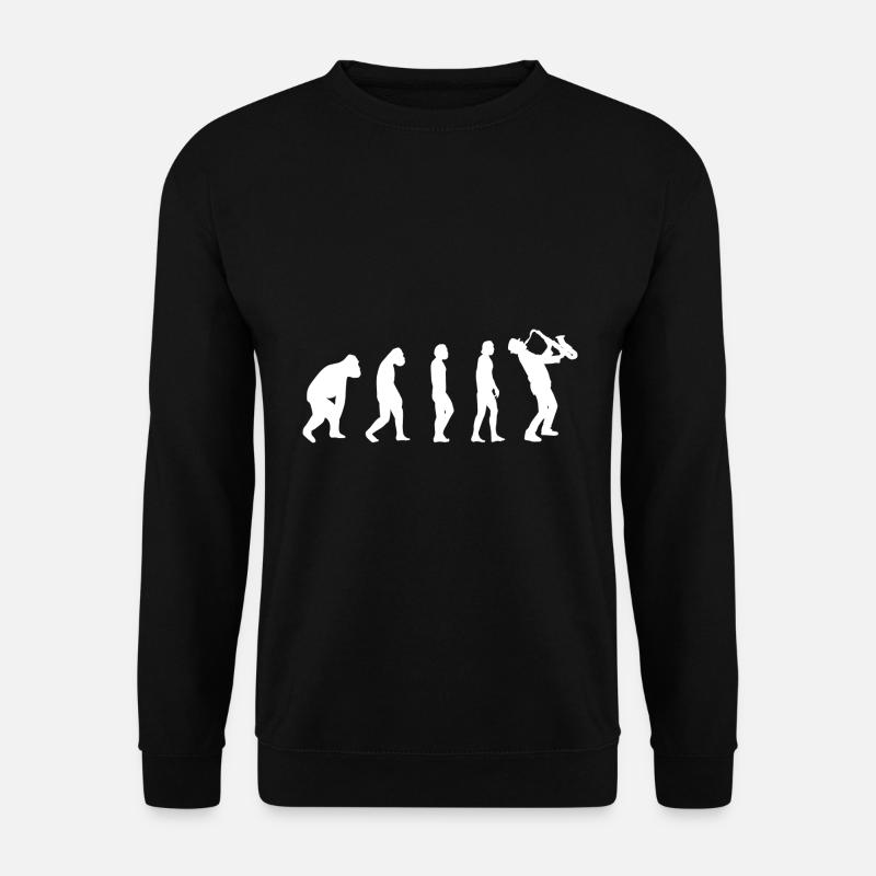 Saxophon Musik Instrument Evolution Saxophonist - Unisex Pullover - Schwarz