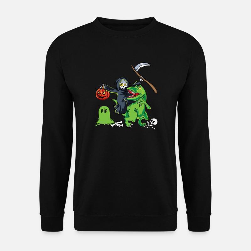 Sensenmann Reitet T Rex Halloween Reaper Geschenk - Unisex Pullover - Schwarz