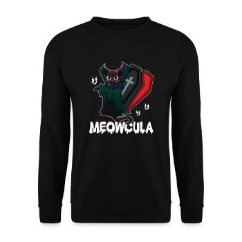 Meowcula Vampir Katze Halloween Kostüm Geschenk - Unisex Pullover - Schwarz - Vorne - Alina (178cm) & Michal (187cm)