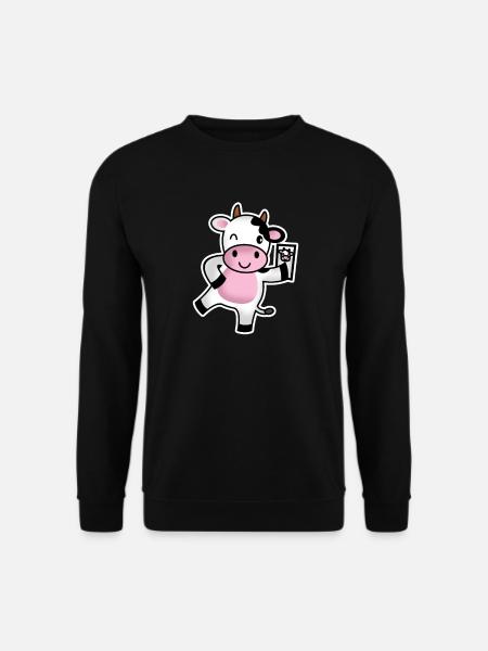 Cow with mobile phone - Unisex Sweatshirt - black