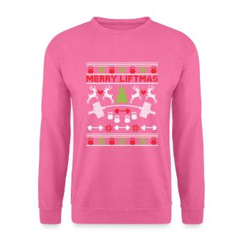 Merry Liftmas Rentier Fitness Weihnachten Xmas - Unisex Pullover - Pink - Vorne