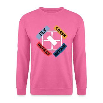 Fly - Crash - Repair - Repeat - Unisex Sweatshirt - pink - Front