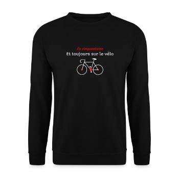 La cinquantaine et toujours sur le vélo - Sweat-shirt Unisexe - noir - Devant - Alina (178cm) & Michal (187cm)