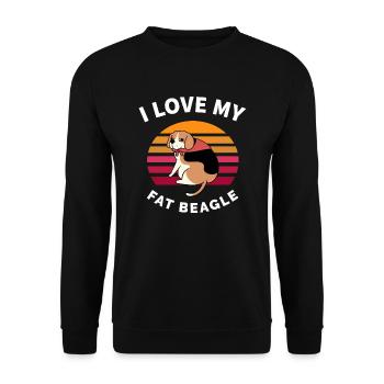 I love my Fat Beagle - Sweat-shirt Unisexe - noir - Devant - Alina (178cm) & Michal (187cm)