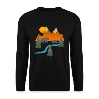 Montagnes Randonnée Bears River Paysage - Sweat-shirt Unisexe - noir - Devant - Alina (178cm) & Michal (187cm)