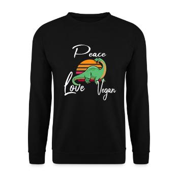 Peace Love Vegan Brontosaurus - Sweat-shirt Unisexe - noir - Devant - Alina (178cm) & Michal (187cm)