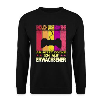 Jugendweihe Gamer - Unisex Pullover - Schwarz - Vorne - Alina (178cm) & Michal (187cm)