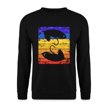 Vintage Fly Fishing Coucher de soleil - Sweat-shirt Unisexe - noir - Devant - Alina (178cm) & Michal (187cm)