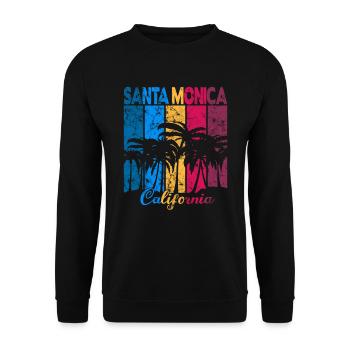 Vintage Santa Monica California Palmen - Unisex Pullover - Schwarz - Vorne - Alina (178cm) & Michal (187cm)
