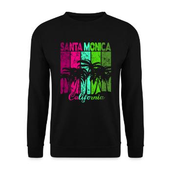 Vintage Santa Monica California Palmen - Unisex Pullover - Schwarz - Vorne - Alina (178cm) & Michal (187cm)
