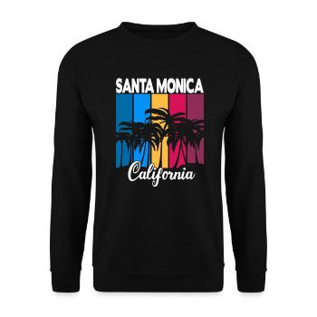 Vintage Santa Monica California Palmen - Unisex Pullover - Schwarz - Vorne - Alina (178cm) & Michal (187cm)