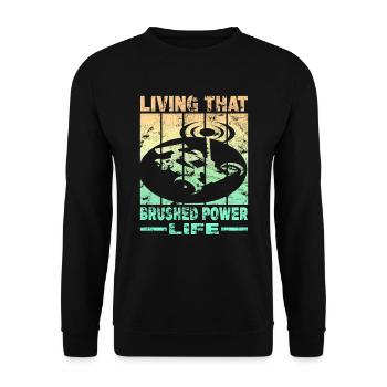 Living That Brushed Power Life - Unisex Pullover - Schwarz - Vorne - Alina (178cm) & Michal (187cm)